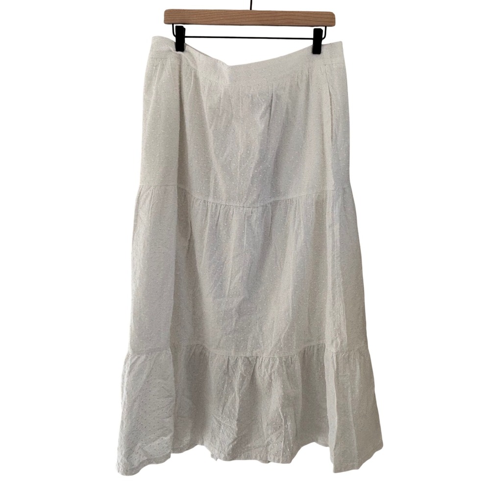 NWT ModCloth White Swiss Dot Tiered Maxi Skirt Boho Cottagecore Size XL - Picture 10 of 10